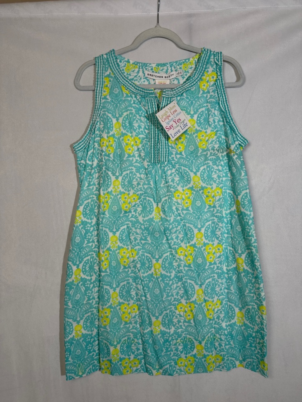 Gretchen Scott Flirt Dress NWT Size L Turquoise And Lime